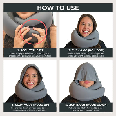 FlyHugz® 2.0 Hooded Travel Pillow