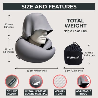 FlyHugz® 2.0 Hooded Travel Pillow